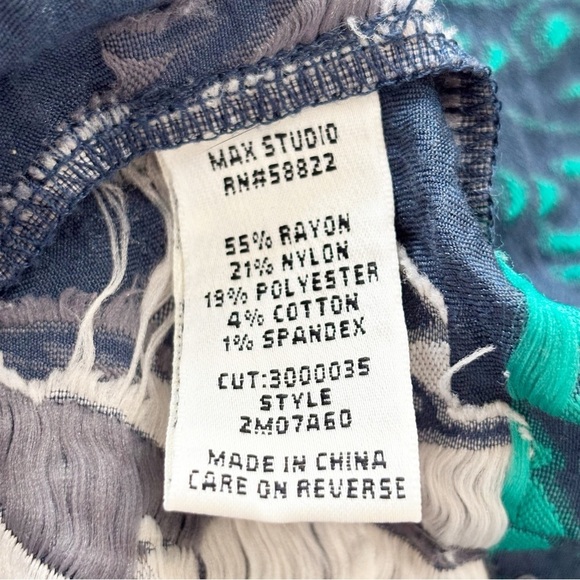 MAX STUDIO Women’s Blue Green Woven Structured Skirt Stretch Waist Dress Size S - Picture 8 of 9